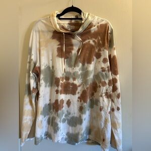 Levi's Men's Hooded Long Sleeve T-Shirt with a multi-color tie-dye pattern.